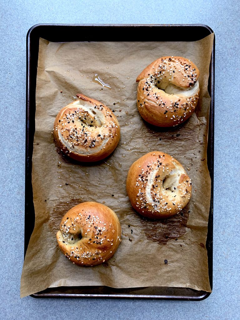 Erste Gehversuche: die Bagels, die ich in Amerika gebacken habe